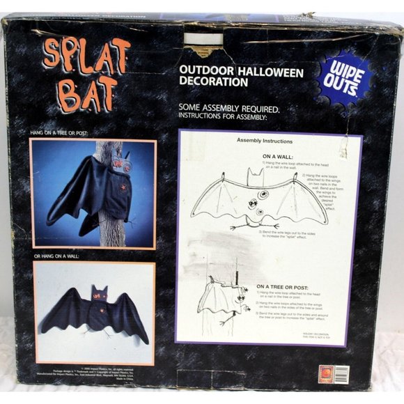 Wipe Outs Bat Splat Halloween Decor Indoor Outdoor Poseable Wings up to 50" - Picture 5 of 5